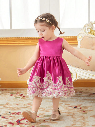, Gorgeous And Elegant Palace Lace Embroidered Lace Dress For Baby Girls In Spring And Summer, Suitable For Parties