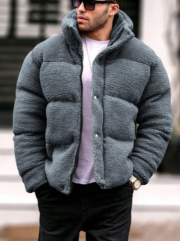 Men's Hooded Fleece Lined Zipper Front Padded Coat