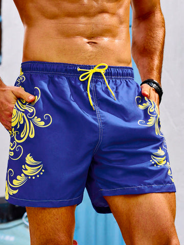Men's Flower Printed Beach Shorts