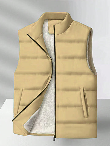 Men's Stand Collar Zipper Front Vest Padded Coat