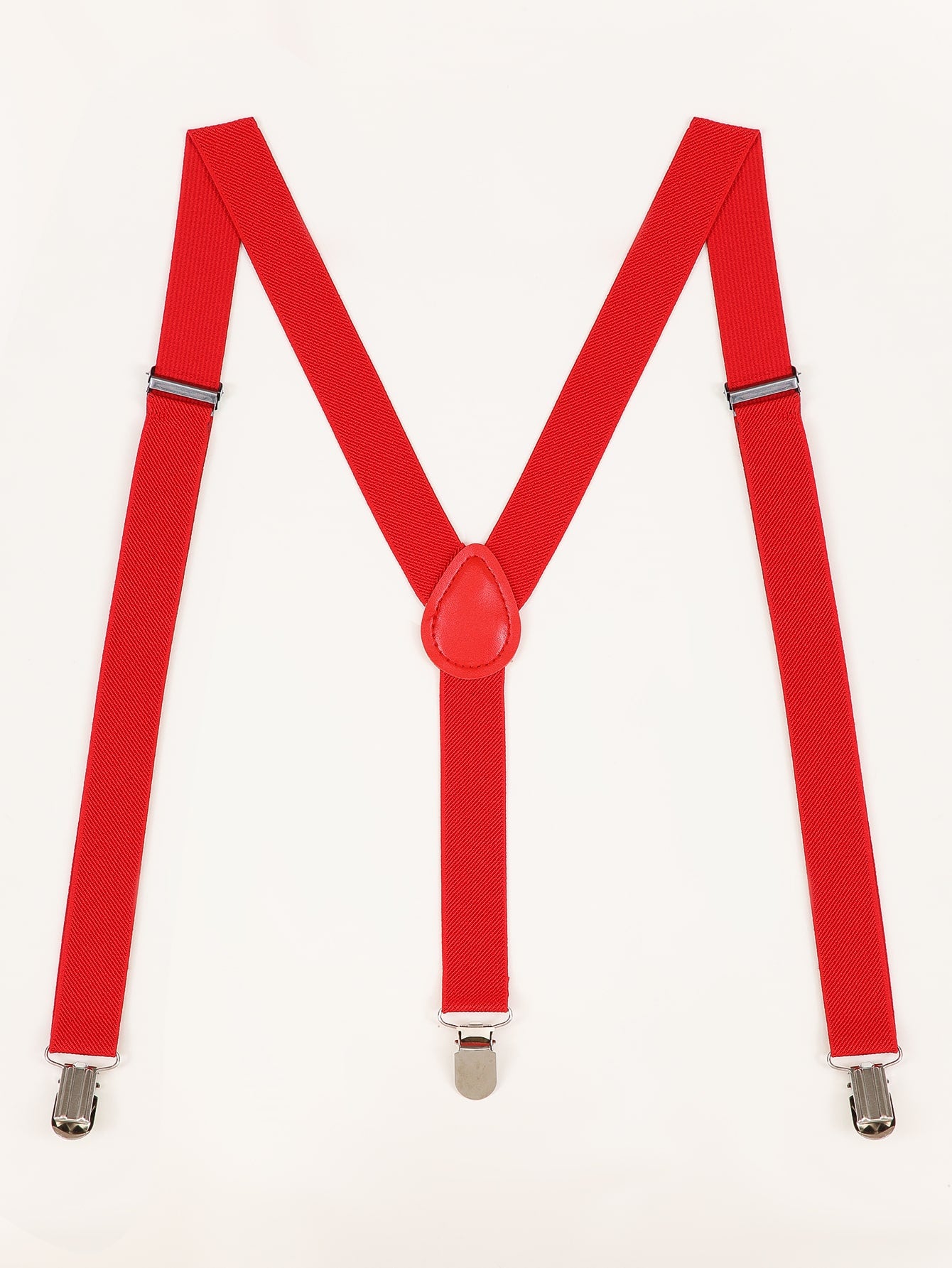 1pc Red Adults Shirt Suspender Trousers Suspenders, Unisex & Adjustable With 3 Clips & Elastic Straps
