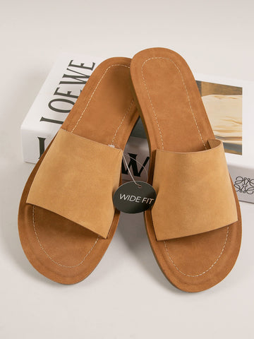 Vegan Leather Wide-Fit Slip-On Sandals