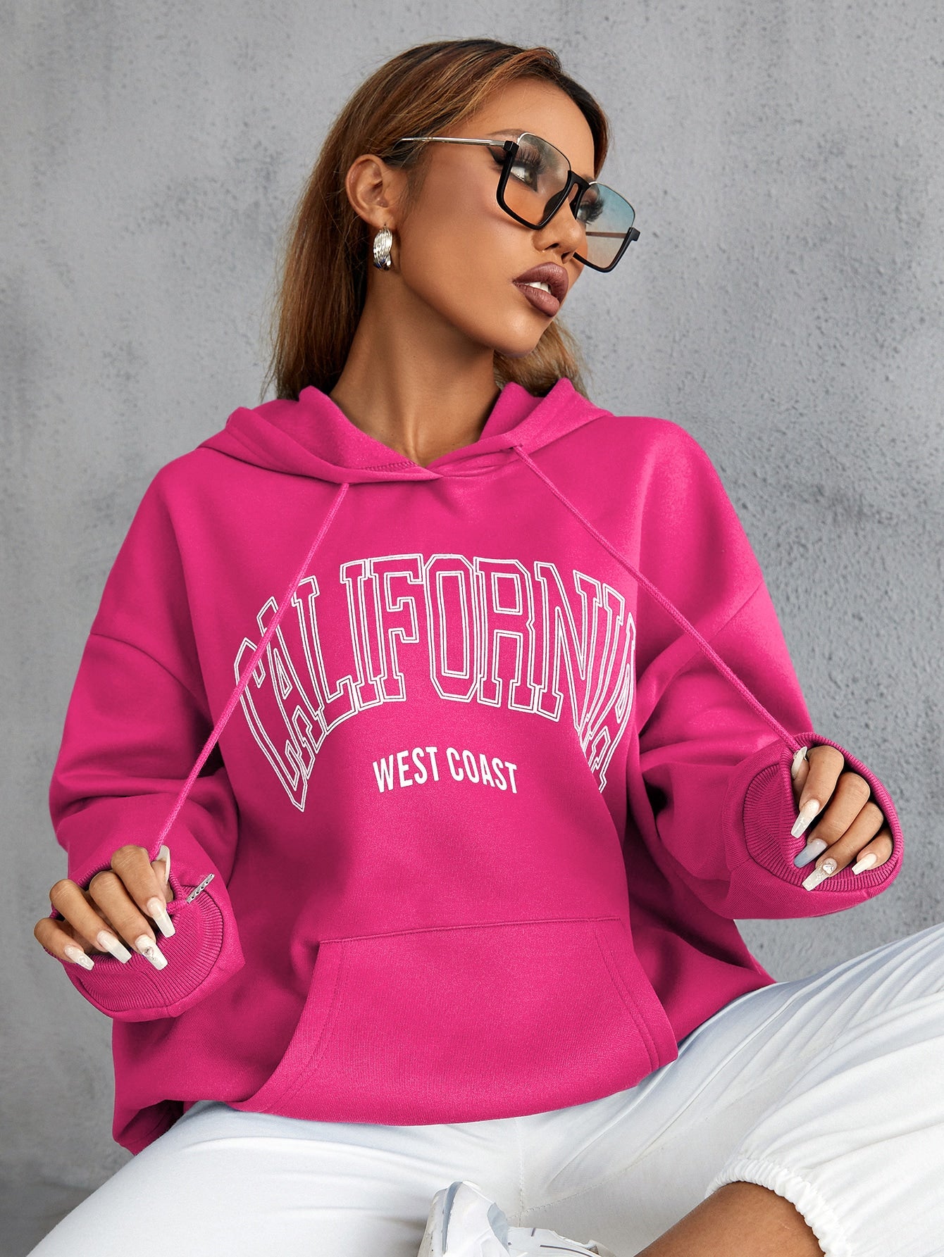 Letter Graphic Drawstring Hoodie