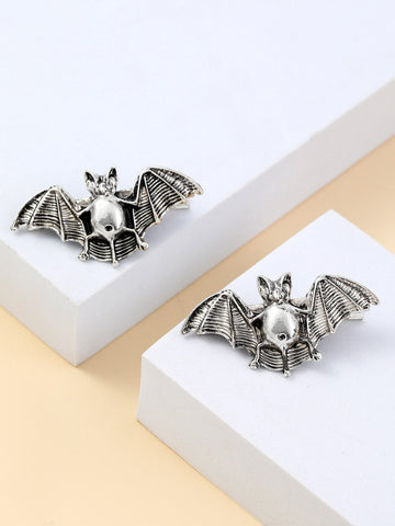 2pcs Simple Style Metallic Bat Hair Clips For Women, Side Clamps Hair Accessories