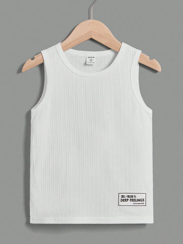 Young Boy Toddler Boys Letter Patched Detail Tank Top