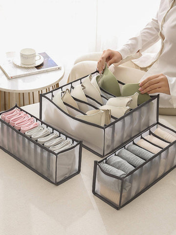 1pc Polyester Sock Underwear Organizer Divider, Minimalist Multi-grid Underwear Storage Box For Household