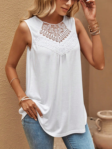 Guipure Lace Panel Tank Top