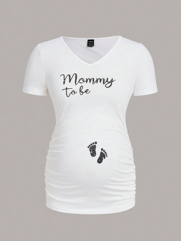 Maternity Letter Graphic Ruched Side Tee