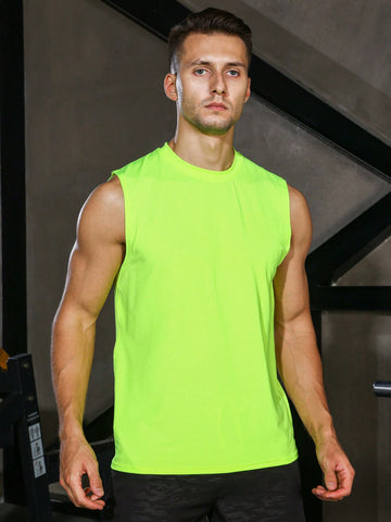 Men Neon Lime Sports Tank Top