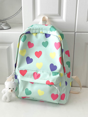 Kids" Heart Shaped Backpack With Pendant (Print Position Random)