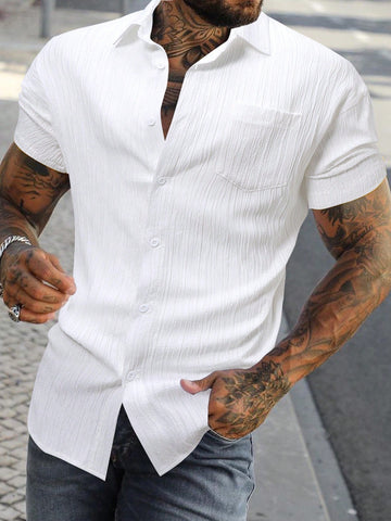 Men Solid Pocket Patched Shirt Without Tee