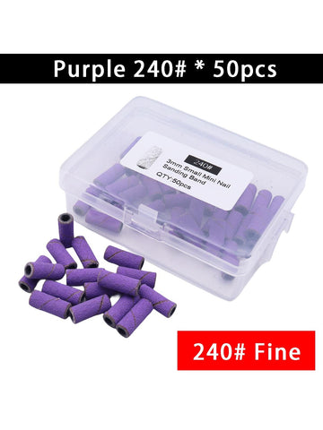 50Pcs/Box Purple #240 3mm Mini Zebra Sanding Bands For Fast Acrylic/Gel Removal