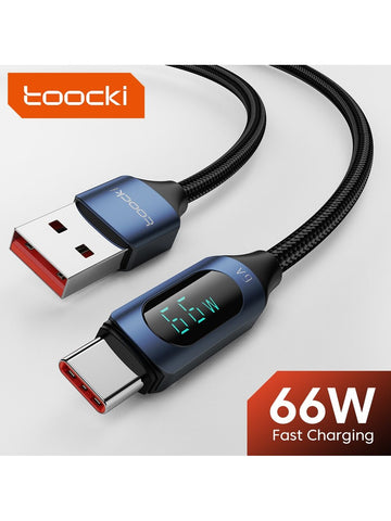 Toocki USB C-Cable 6A Ultra Fast Charging Cable Suitable Compatible With Huawei, Xiaomi, Samsung, Oppo, Vivo Digital Display Data Cables
