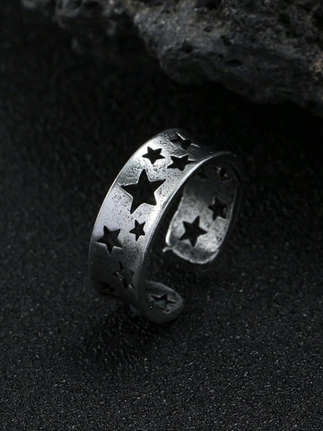 1pc Fashion Zinc Alloy Star Cut Out Cuff Ring For Men For Daily Decoration