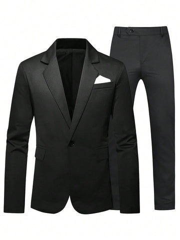 Men Single Button Blazer & Suit Pants