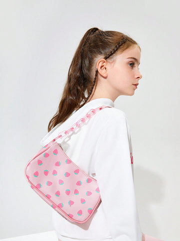 Strawberry Pattern Trendy Chain Hobo Bag