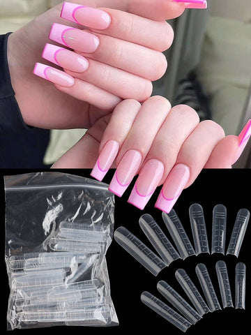 60Pcs Dual Nail Form Set Clear Gel Nail Extension Mold 12 Sizes With Scale Full Cover Gel Nails For Home Salon