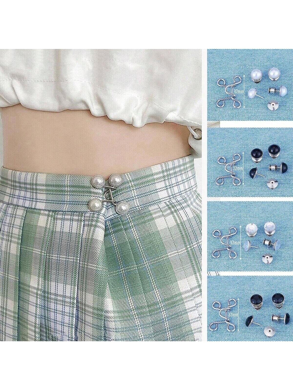 4pcs/set No-sew Detachable Adjustable Metal Buttons For Fixing Jeans' Waistband (4 Colors/pack)