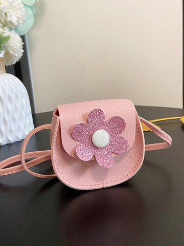 Children's Single Shoulder Crossbody Coin Purse With Floral Decor For Girls