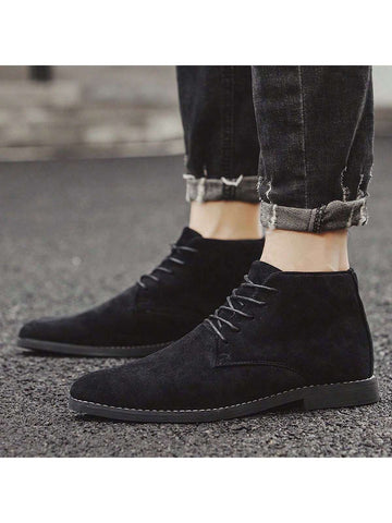 Men New Vintage Large Size  Boots For All Seasons With Suede Laces High-Top Shoes For Plus-Size Men (Thin Design, Runs One Size Small)