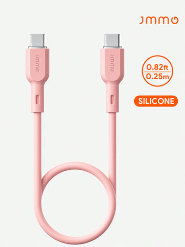 Cable Type-C,Silicone USB Type-C To USB Type-C Charger Cable,Silicone Ultra Soft Power Fast Charge 0.82FT/0.25M