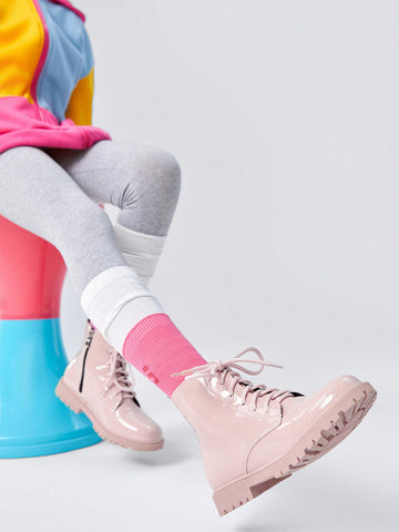 Fashionable Cool Street Style Warm Plush Girls' Boots, Apricot