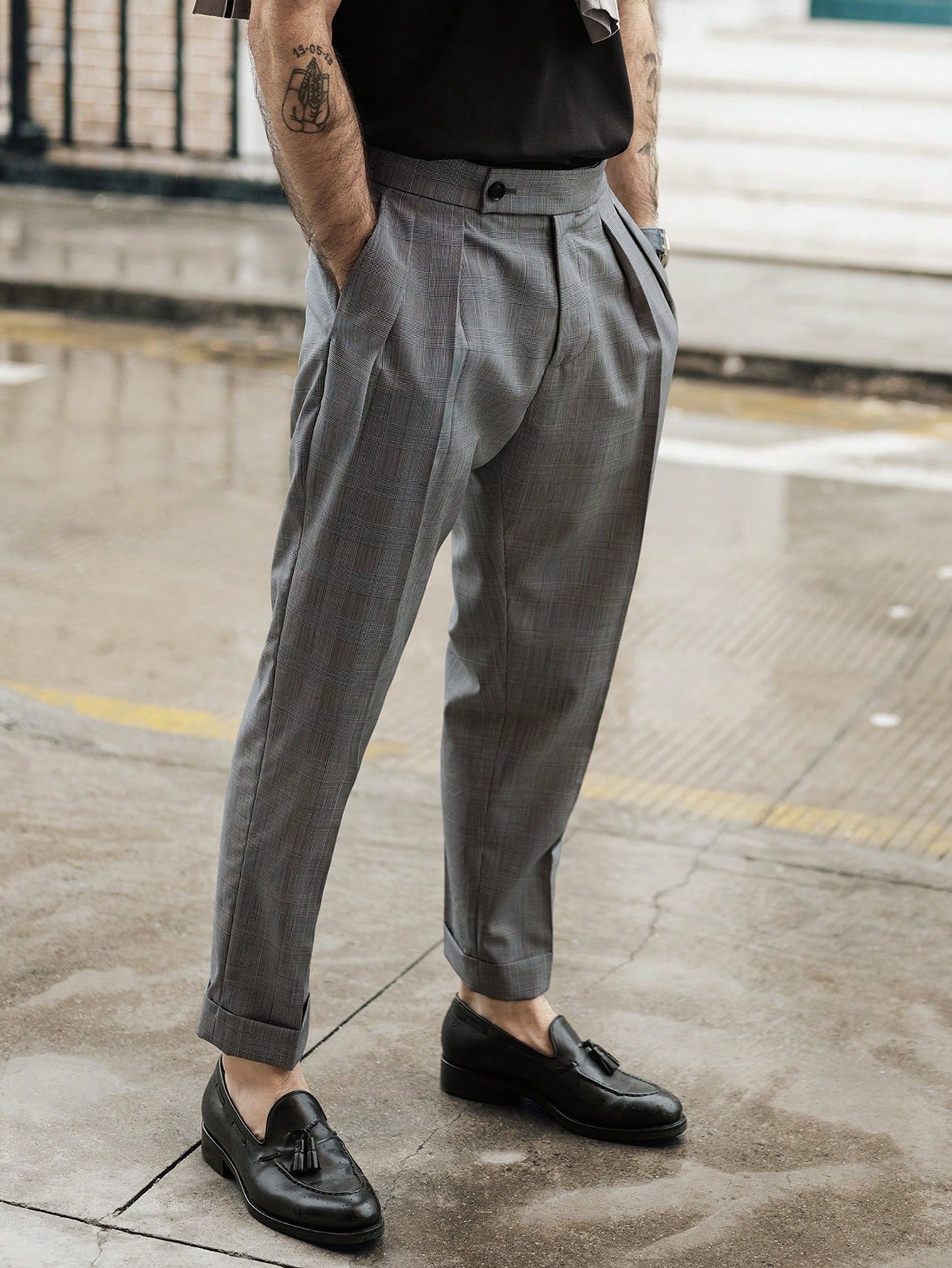 Men's Plaid Suit Trousers