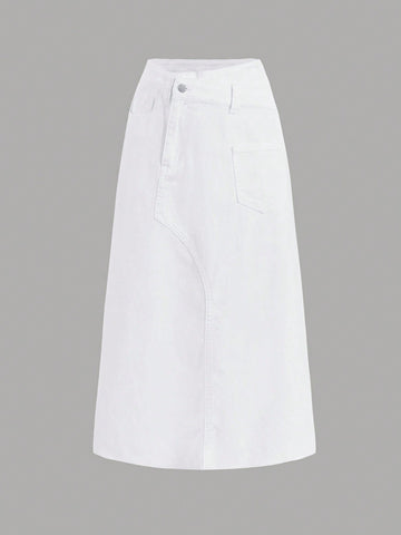 Women'S Denim Skirt With Side Pockets
