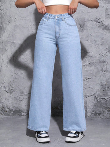 Women's Light Blue High Waisted Jeans