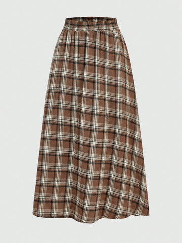 Women's Plaid, Japanese & Forest Style, Cute & Sweet, Casual & Comfortable Half-Length Skirt