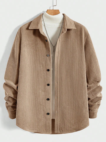 Men's Loose Fit Woven Casual Long Sleeve Shirt