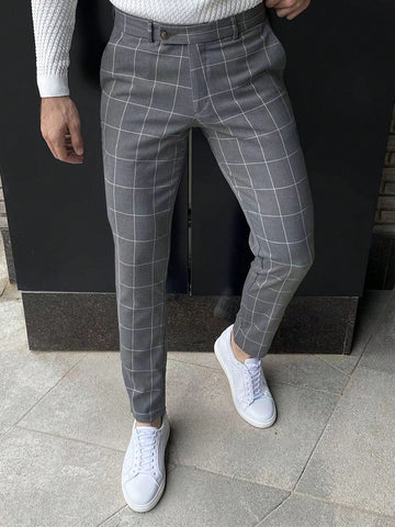 Men's Plaid Printed Suit Pants