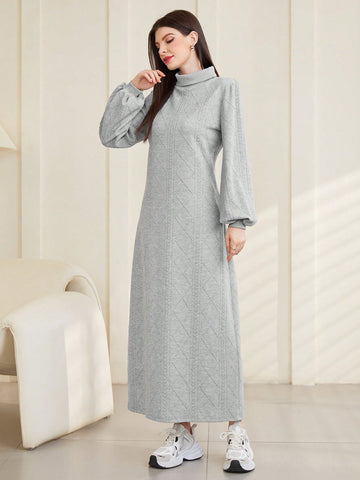 Women's Loose Fit Straight Abaya Dress With Collar