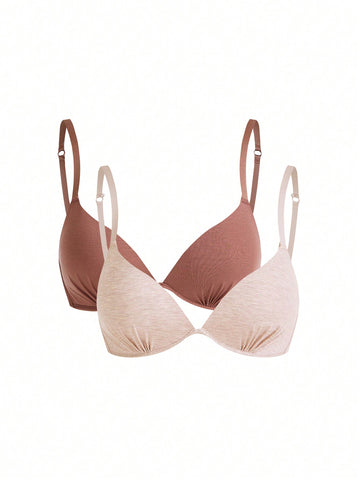 Solid Color Bra With Pleated Detail