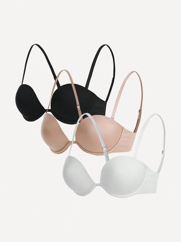 Solid Color Bra With Steel Ring