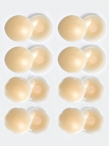 Silicone Breast Petal Cover, 6.5cm Round Shape And 8 Pairs Of Flower Shape