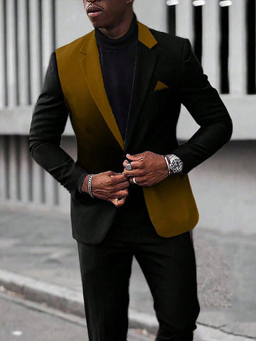 Men's Color Blocking Suit Jacket/Blazer