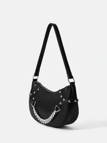 Chain Decorated Single Shoulder Bag For Women