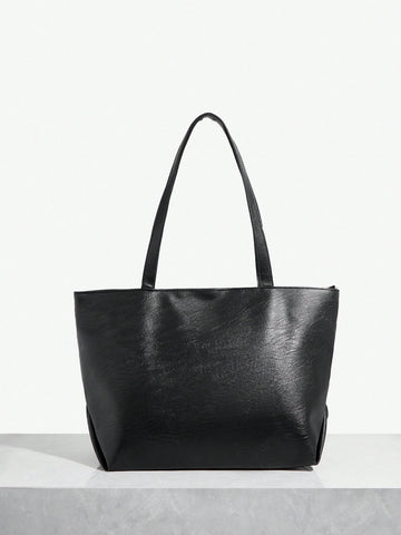 Black Soft Leather Tote Bag