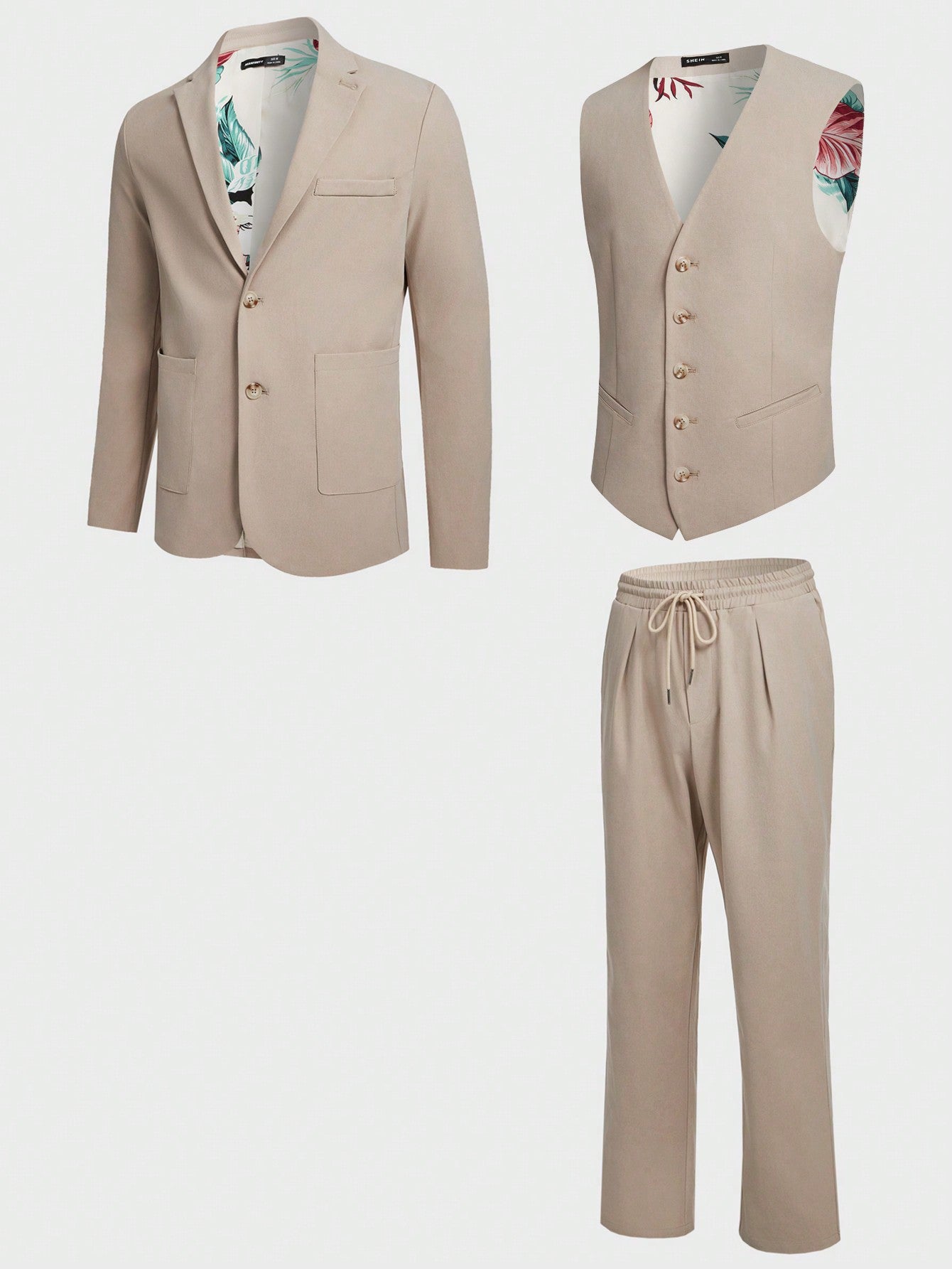 Men'S Woven Casual Three-Piece Suit