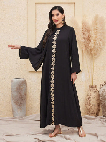 Flower Embroidered Bell Sleeve Dress