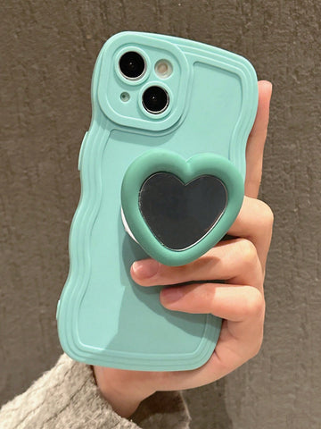 Plain Anti-fall Phone Case With Heart Design Holder