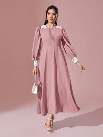 Ladies' Patchwork Lace Long Sleeve Dress