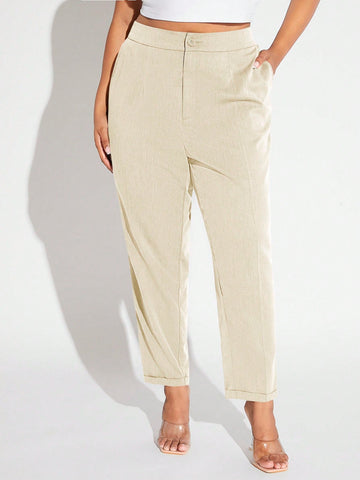 Plus Size Casual Tapered Suit Pants