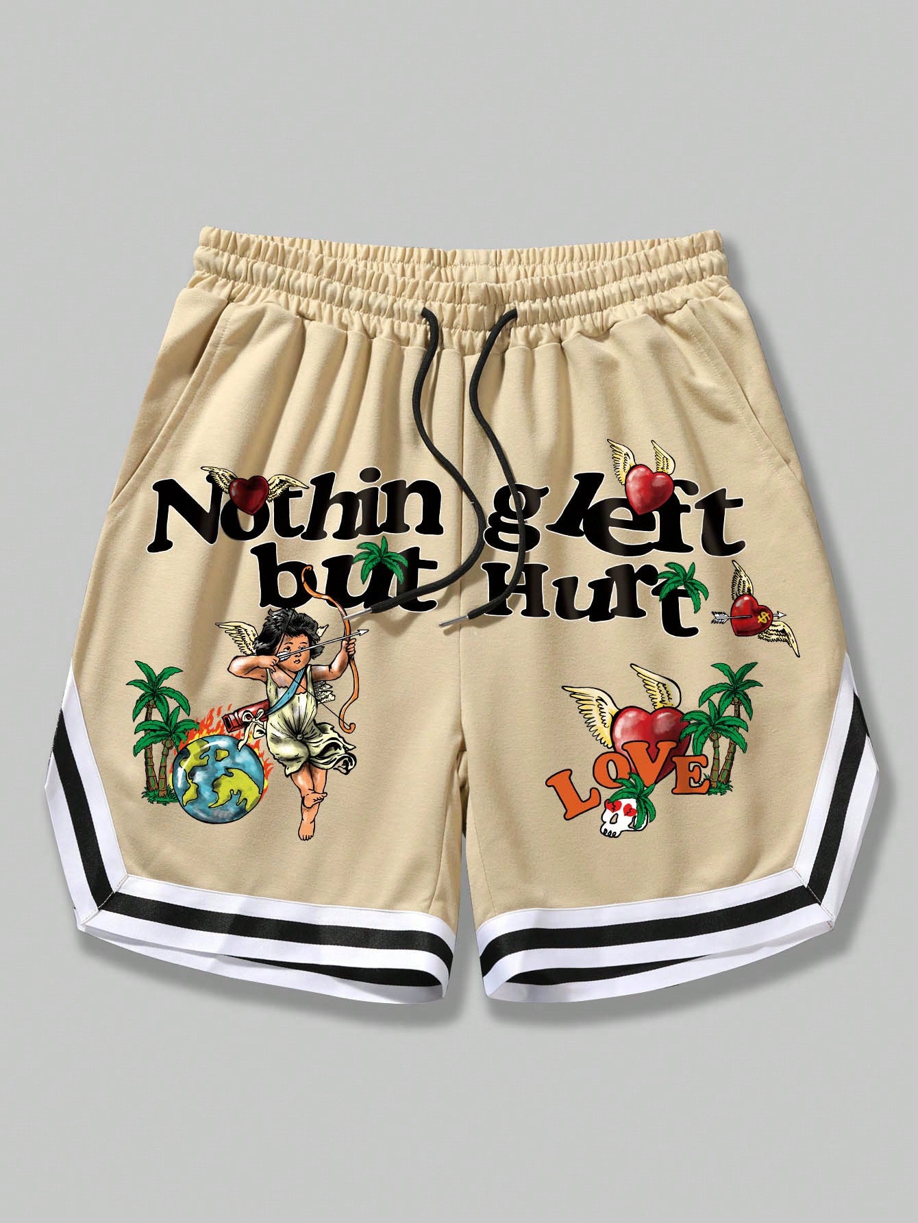 Men'S Cupid Print Shorts Suitable For Daily Wear In Spring And Summer