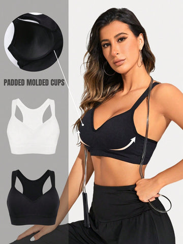 Women's Solid Color Seamless Yoga Sports Bra