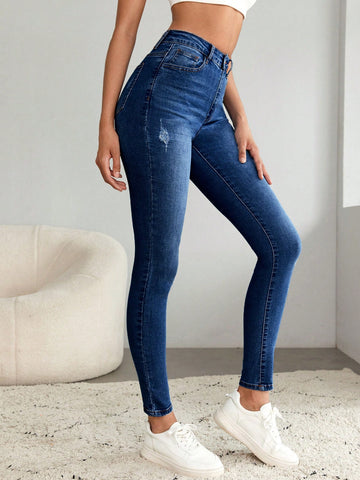 Ripped Slim Fit Denim Jeans