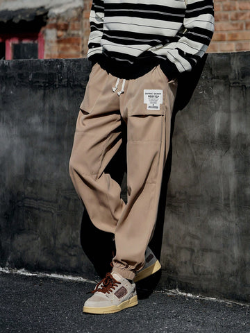 Men's Slim Fit Cargo Jogger Pants With Patch