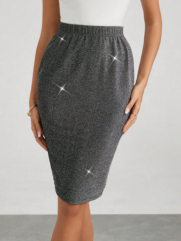 Women's High Waisted Glitter Skirt