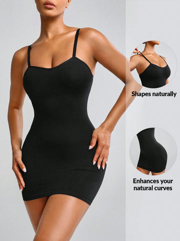 Women'S Slimming Dress With Hollow-Out Back And Adjustable Shoulder Straps